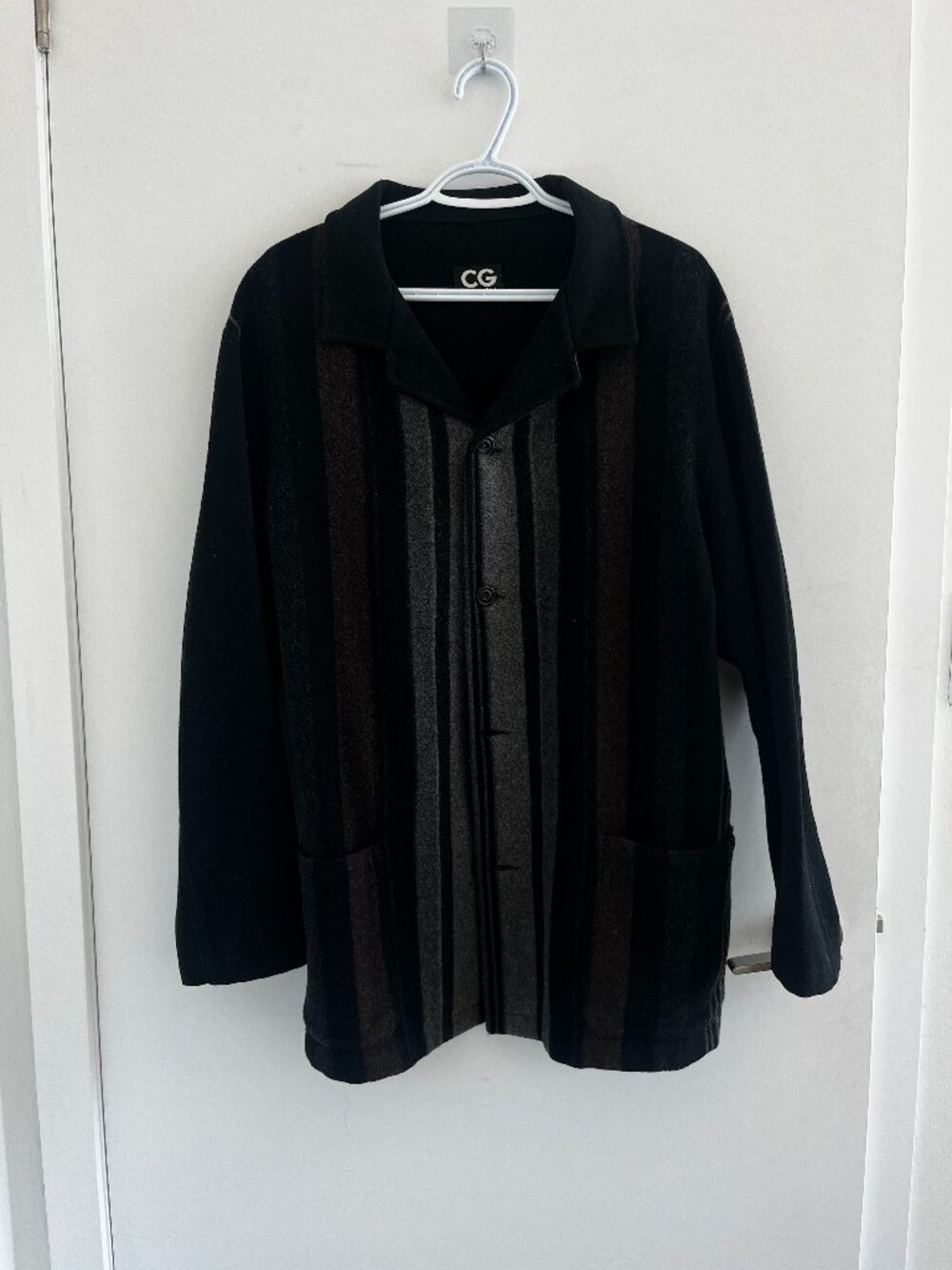 Cecil Gee Black Wool Coat with Stripes (vintage)